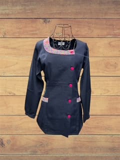 Delantal mandala fucsia manga larga